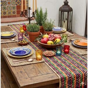 Handmade OAXACAN Table Bed Console Dresser Runner Embroidery Geometric Linens